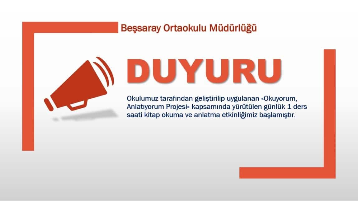 Okuyorum, Anlatıyorum Projesi